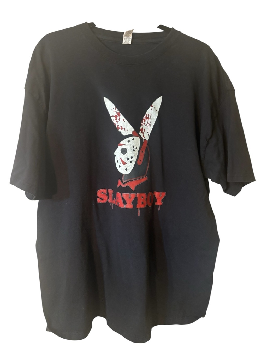 Slayboy Tee XXL Black Playboy & Jason Voorhees Parody Graphic Short Sleeve M&O